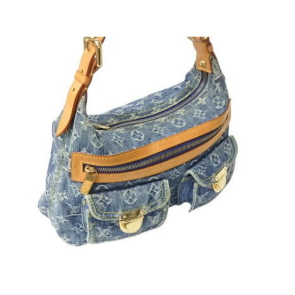 Louis Vuitton Monogram Bag Indigo Baggy Blue Shoulder Denim - Picture 4 of 9
